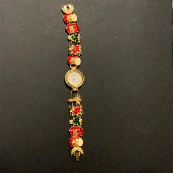 Vintage Jennie B Christmas Charm Bracelet Watch 🎄